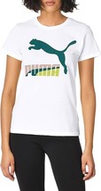 PUMA Womens Cotton Classics Logo T-Shirt Size 1X Color White - £20.39 GBP