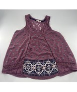 Hint of Mint Shirt Womens Large Purple Blue Tank Top Boho Love Summer Indie - $9.50