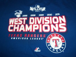 MLB Texas Rangers Baseball Multiple Years West Division Champs Blue T Shirt - XL - £16.77 GBP