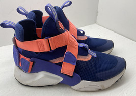 Nike Girls Huarache City Sneaker AJ6662-403 Athletic Purple Orange Hook Loop 6Y - £20.63 GBP