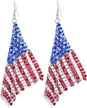 American Flag Earrings for Women Patriotic Independence Day 4Th of July Drop Dan - £11.67 GBP