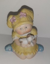 Vintage Cabbage Patch Kids Porcelain Figure 1985 Playing with a Puppy - $9.90