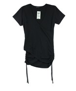 Women Top Women Black Side-Tie Short Sleeve Top Size Small - $242.94 MXN