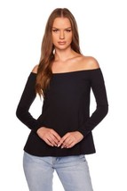 Susana Monaco Off Shoulder Long Sleeve Top In Black $138, Sz M, NWT! - $39.59