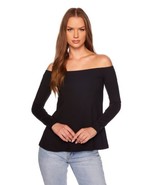 Susana Monaco Off Shoulder Long Sleeve Top In Black $138, Sz M, NWT! - €34,01 EUR