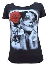 Black Market Art Dead Queen Black Dia de Los Muertos Tee Tattoo T-shirt ... - $24.95
