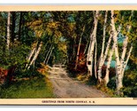 Generic Country Road Greetings From North Conway NH UNP Linen Postcard S1 - £3.11 GBP