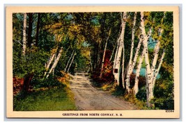 Generic Country Road Greetings From North Conway NH UNP Linen Postcard S1 - £3.07 GBP