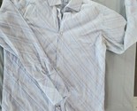 BANANA REPUBLIC WHITE BLUE STRIPED PLAID LONG SLEEVE BUTTON DRESS SHIRT XL - $19.35
