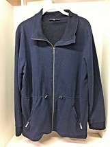 Jones New York Signature Women Size XL Dark Blue Zip Front Jacket Drawstring Wai - £23.42 GBP