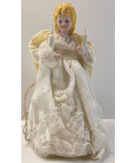 White 10 Light Up 9 in Lace Dress Angel Christmas Tree Topper Vintage - $33.83 CAD
