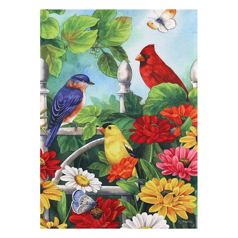 Jewels of Summer Birds Garden Flag- 2 Sided Message, 12.5&quot; x 18&quot; - £15.84 GBP