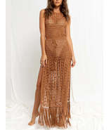 Women&#39;s Bikini Top Hollow Lace Tassel Swimsuit Coat Beach Long Dress - £24.82 GBP+