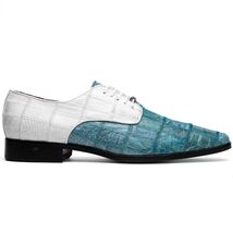 Pissa Genuine Caiman Lizard Patchwork Derby Shoes Aqua/White image 2