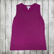 Fuchsia Pink Purple Women&#39;s sleeveless knit crew tank top camisole blouse  - £3.11 GBP