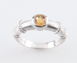 Judith Ripka Sterling Silver Citrine Cable Stacking Ring Sz 10 Great Condition! - $102.91