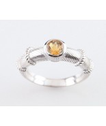 Judith Ripka Sterling Silver Citrine Cable Stacking Ring Sz 10 Great Con... - £80.92 GBP