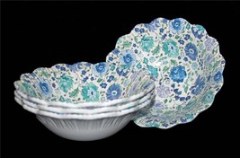 4 SOHO LOFT Scalloped Fluted Edge LRG THICK Deep Chintz Floral 8&quot; Melami... - $47.99