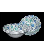 4 SOHO LOFT Scalloped Fluted Edge LRG THICK Deep Chintz Floral 8&quot; Melami... - $65.84 CAD