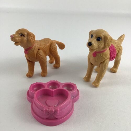Primary image for Barbie Doll Pet Taffy Dog Strollin' Pups Walking Animal Bed Paw Print Toy Lot