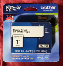 BROTHER P-TOUCH SERIES, TZE-251 ADHESIVE LAMINATED LABELING TAPE, BLACK ... - $9.74