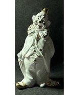 Rare Vintage Beautiful 24k Gold Plated Porcelain Clown  Figure Italy  - $1,046.32 MXN