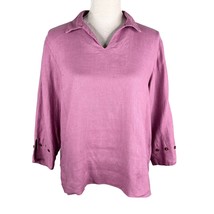 J Jill Linen Pink Top Women S Missy Small V-Neck - £28.77 GBP