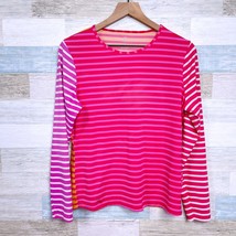 Lands End Swim Colorblock Stripe Rashguard Pink Orange Long Sleeve Women... - $34.64