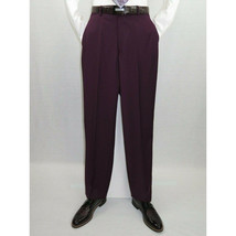 Men BERRAGAMO 3pc Suit Vested Plain front Pants Side Vents Formal A6732 Burgundy image 2
