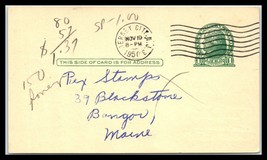 1950 US Postal Card - Jersey City, NJ to Bangor, Maine E5 - £0.78 GBP