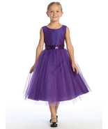 Purple Flower Girl Dress w/ shantung &amp; sparkle tulle with sequins - $87.81+