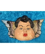 Vintage Mexican Folk Art Carved Wood Angel Cherub Mask - $563.75 MXN