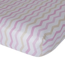 Lambs &amp; Ivy Gingersnap Ellie Fitted Baby Infant Crib Sheet Pink Chevron - £23.58 GBP