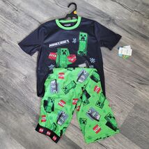 New Minecraft Boy's 2 Piece Soft Knit Short Sleeve and Pant Pajama Set L... - $10.87