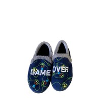 Wonder Nation Boys Size 4 5 House Slippers Gam OVer Plush Slip On Blue Gray - £7.89 GBP