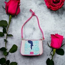 Fossil Women’s Beige, Pink, Aqua &amp; BIue Crossbody Purse Bag Pink Trim &amp; ... - $22.72