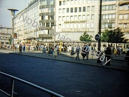 1955 Downtown Street Scene Train Frankfurt Germany Red-Border Kodachrome Slide - £3.89 GBP