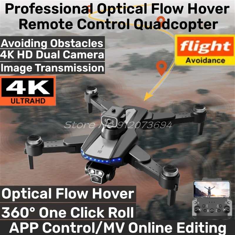 Brushless Optical Flow Hover WIFI FPV RC Drone Smart Avoiding Obstacles 4K Du - £70.50 GBP+