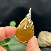 Gold Rutilated Quartz Crystal Necklace Crystal Pendant Handmade Jewelry D090544 - £26.87 GBP