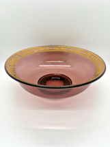 Vintage Amethyst Glass Console Bowl w/ Gold-Encrusted Floral Border, 9.5... - $37.83