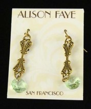 MODERN Costume Jewelry ALISON FAYE San Francisco Green Crystal Pierced E... - $15.81
