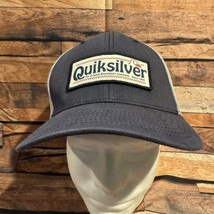 Quikksilver Logo Patch Hat Gray Adjustable SnapBack White Mesh Cap Boardshort - £10.82 GBP