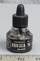 Vintage Higgins Black Waterproof Faber-Castell Glass Bottle Advertising jds - £4.34 GBP