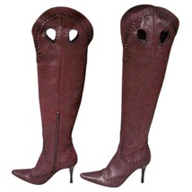 Donald Pliner Couture Wine Metallic Leather Boot Shoe New Over The Knee ... - $278.00