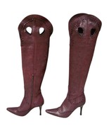 Donald Pliner Couture Wine Metallic Leather Boot Shoe New Over The Knee ... - $380.22 CAD