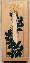 Christmas Holiday Candle Rubber Stamp, Holly Leaves Berries Hero Arts H216 - NEW - £4.65 GBP