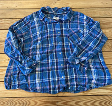 Candace Cameron Bure NWOT Women’s Linen blend Button Front Shirt 1X Blue S7 - £13.17 GBP