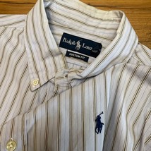 Polo Ralph Lauren L Custom Fit Blue Yellow Stripe Dress Shirt Preppy Wor... - $22.52