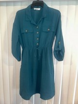Lucky Brand Dress Size Small Buttons Collared Green Pockets Ties. NWT. Q - £15.56 GBP