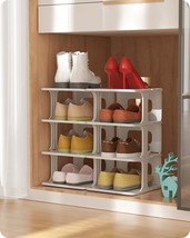 Baffect Shoe Rack Organizer, Diy Free Combination Plastic Shoe Storage,, 4 Tiers - £34.57 GBP